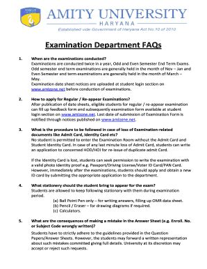 Examination Department FAQs .